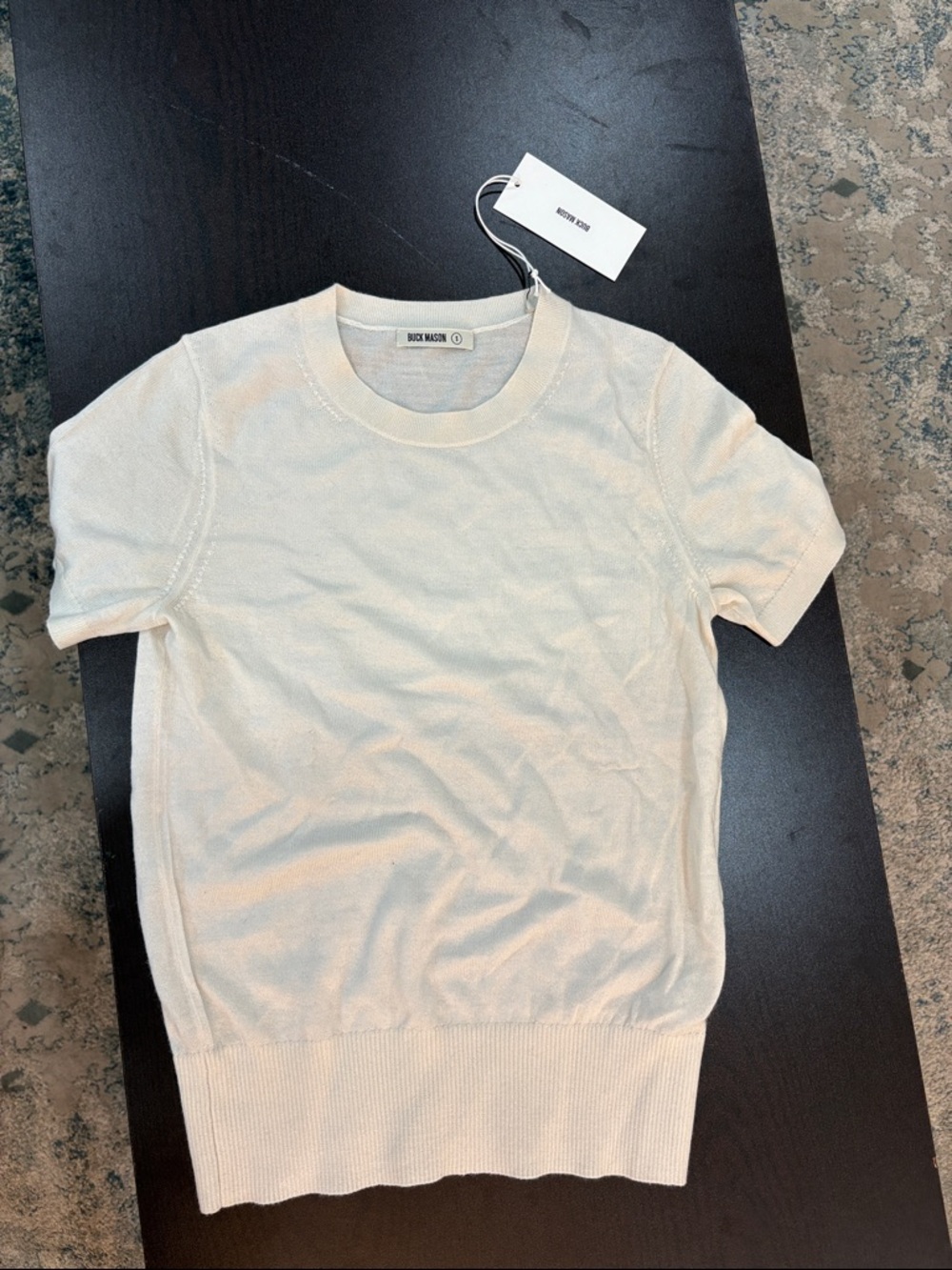 NWT Buck Mason Women’s Natural Featherweight Silk Cashmere Tee Small Retail $148
